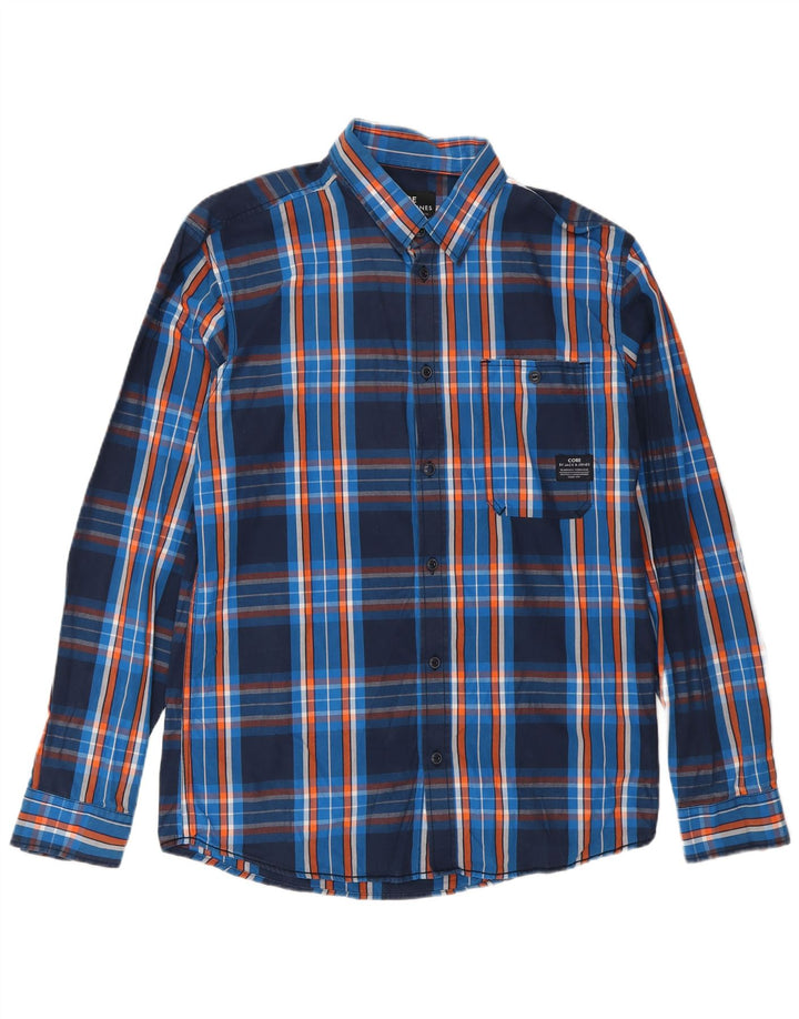 Jack & Jones Mens Shirt Large Blue Check Cotton