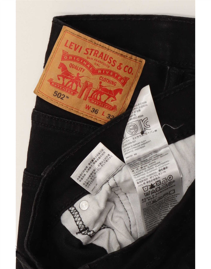 Levi's Mens 502 Tapered Jeans W36 L32 Black Cotton