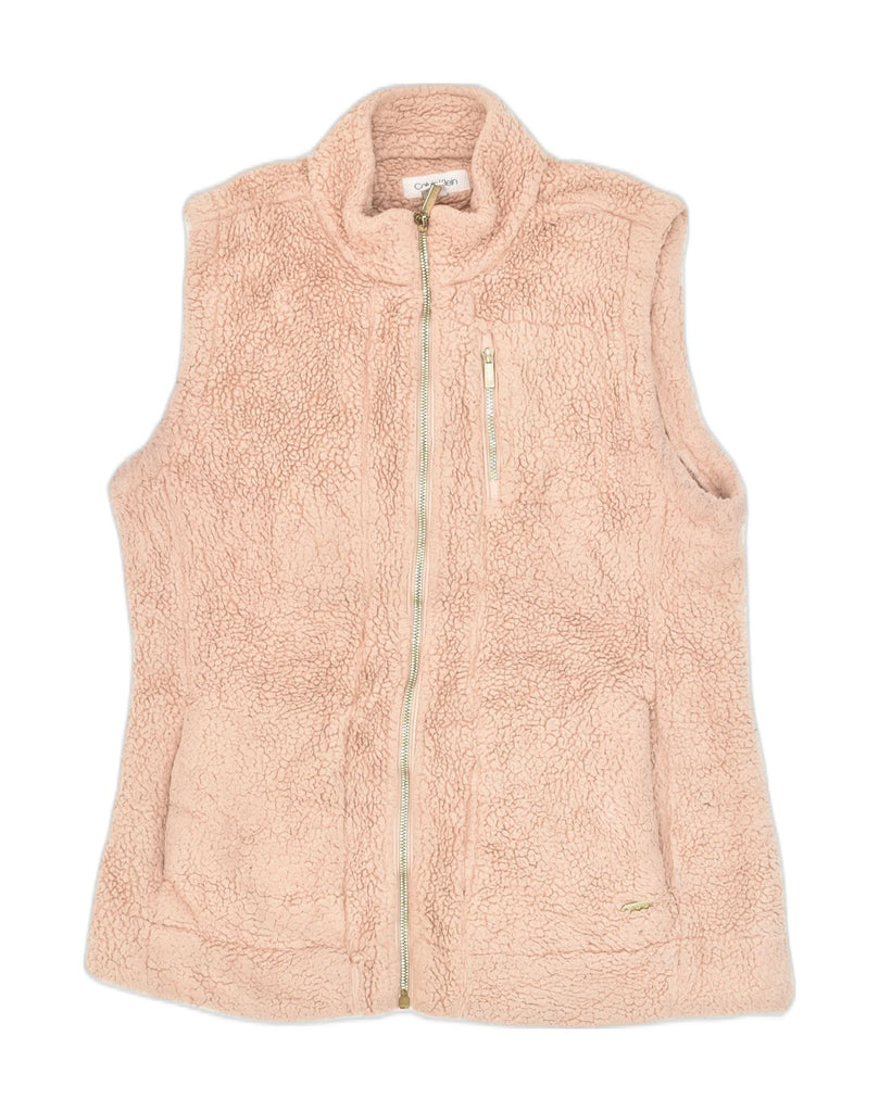 CALVIN KLEIN Womens Fleece Gilet UK 10 Small Pink Polyester | Vintage Calvin Klein | Thrift | Second-Hand Calvin Klein | Used Clothing | Messina Hembry 