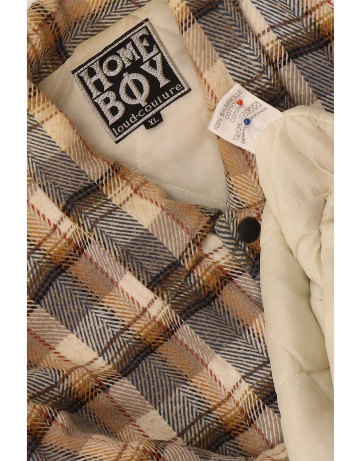 Home Boy Mens Graphic Bomber Jacket UK 42 XL Multicoloured Check Cotton