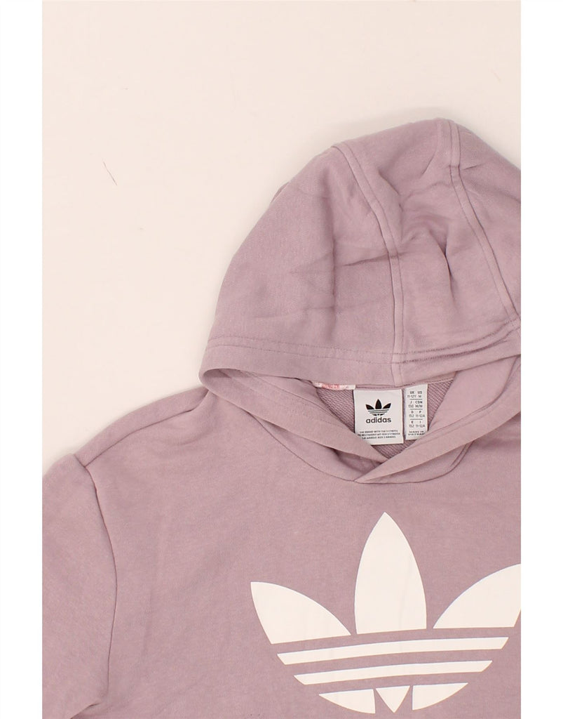 ADIDAS Girls Graphic Hoodie Jumper 11-12 Years Purple Cotton Vintage Adidas and Second-Hand Adidas from Messina Hembry 