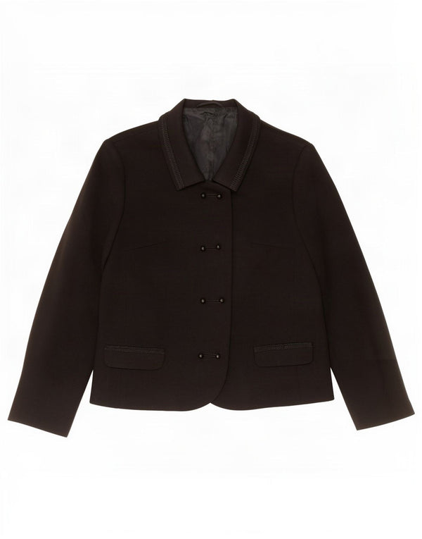 Vintage Womens Double Breasted Blazer Jacket UK 14 Medium Black