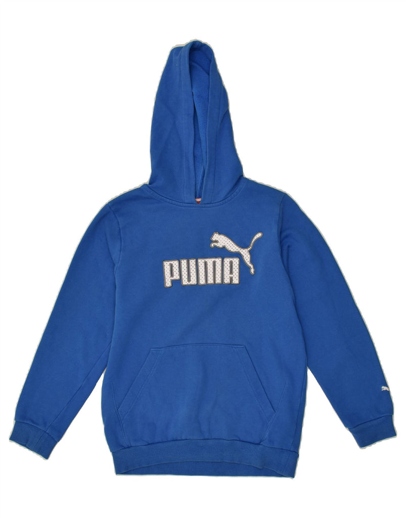 PUMA Boys Graphic Hoodie Jumper 9-10 Years Medium  Blue Cotton | Vintage Puma | Thrift | Second-Hand Puma | Used Clothing | Messina Hembry 