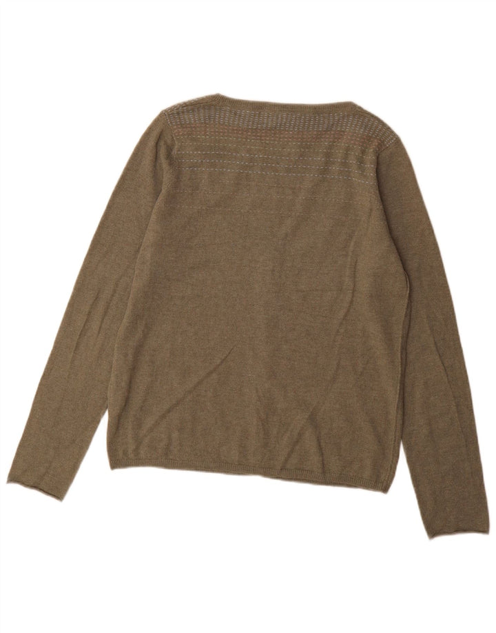 White Stuff Womens Cardigan Sweater UK 16 Large Khaki Cotton