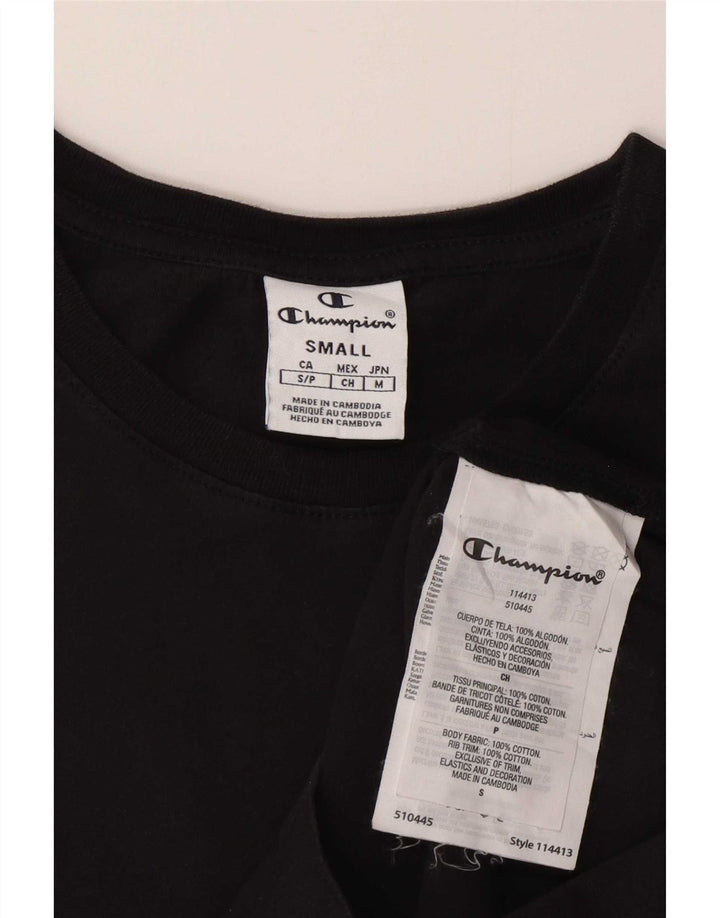 Champion Womens Graphic T-Shirt Top UK 10 Small Black