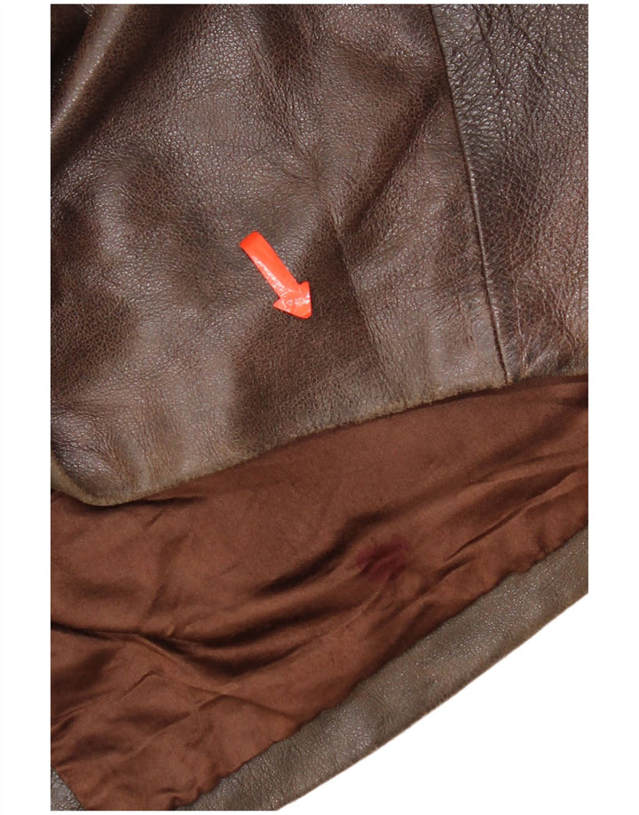 Vintage Mens Leather Jacket UK 42 XL Brown Leather