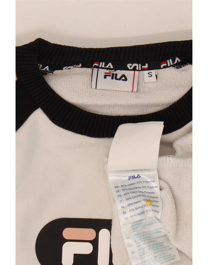 Fila Womens Oversized Crop Sweatshirt Jumper UK 10 Small White Colourblock