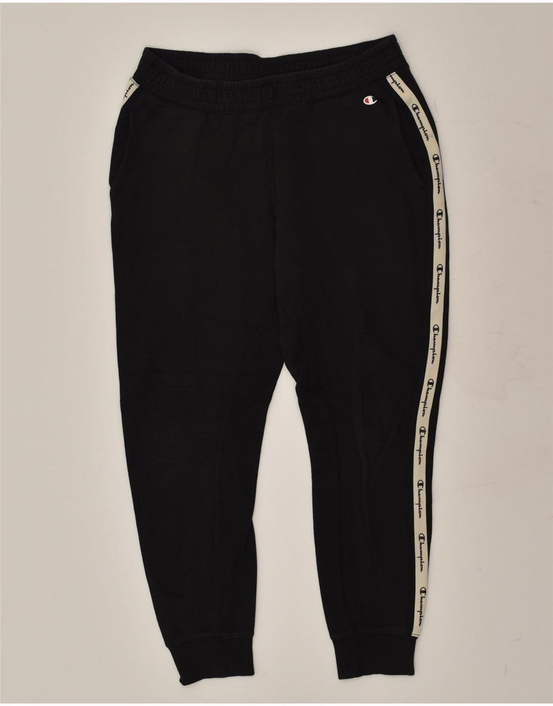 CHAMPION Womens Tracksuit Trousers Joggers UK 14 Large Black Cotton | Vintage Champion | Thrift | Second-Hand Champion | Used Clothing | Messina Hembry 