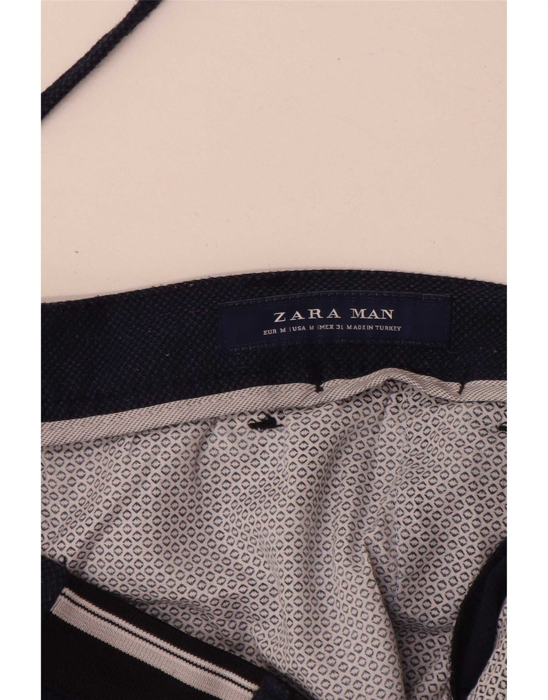 Zara Mens Chino Shorts Medium W31 Navy Blue Polyester