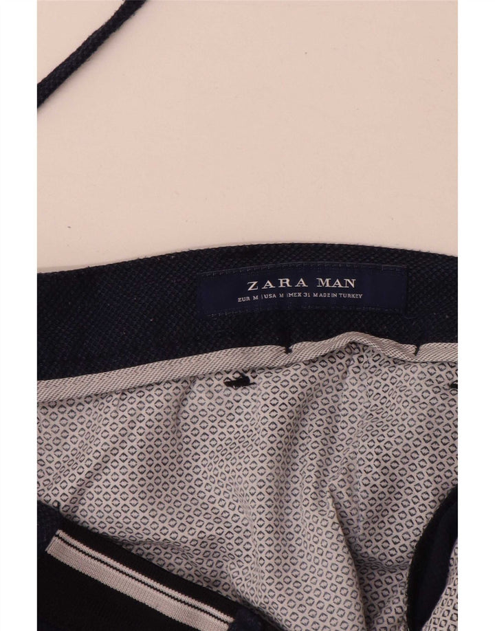 Zara Mens Chino Shorts Medium W31 Navy Blue Polyester