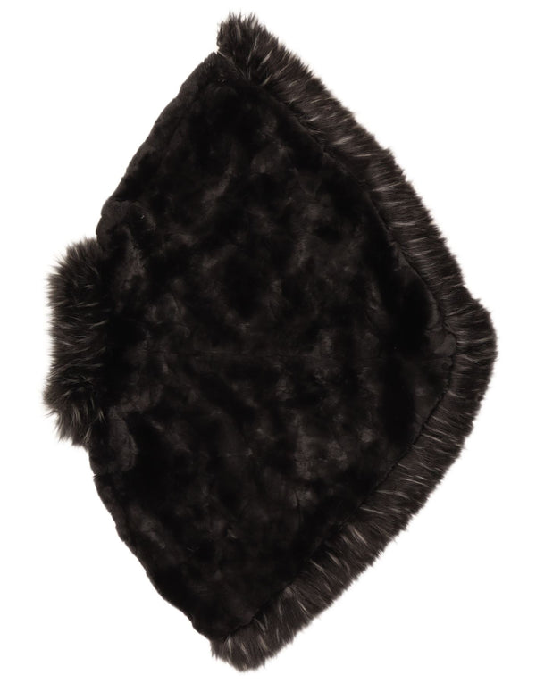 Vintage Womens Faux Fur Poncho Coat One Size Black