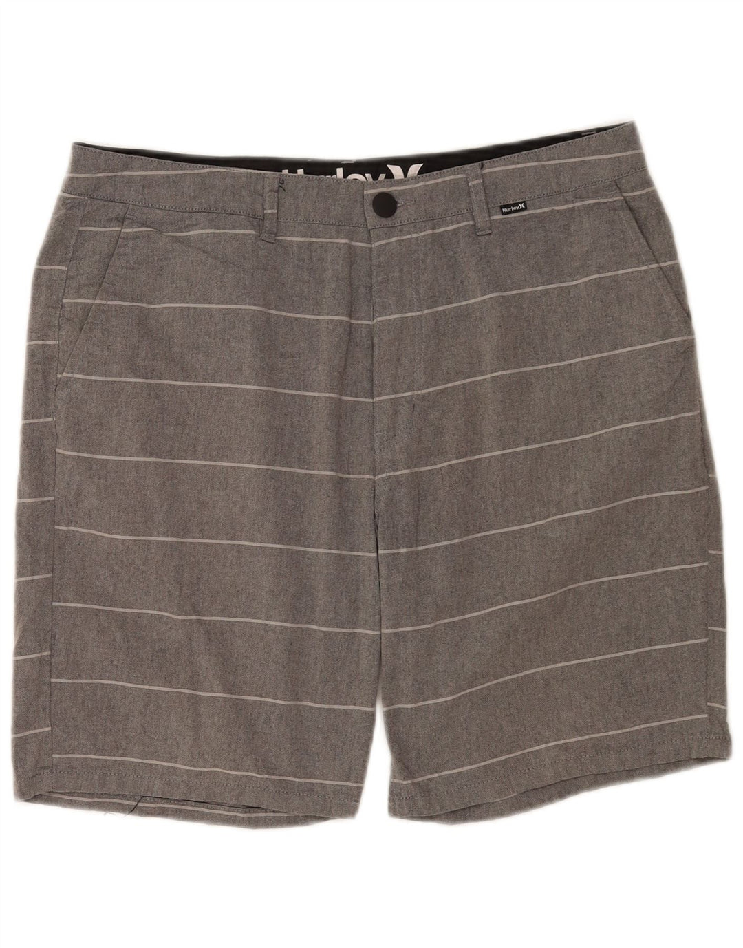 Hurley Mens Chino Shorts W32 Medium Grey Striped Cotton