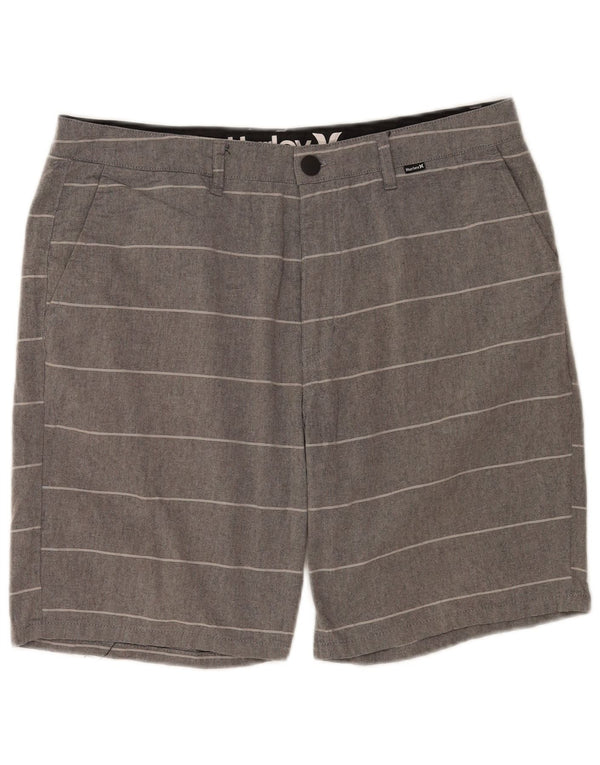 Hurley Mens Chino Shorts W32 Medium Grey Striped Cotton