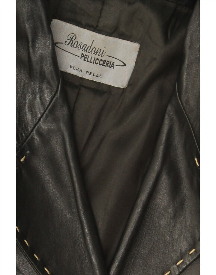 Vintage Womens Leather Coat UK 18 XL Black Leather