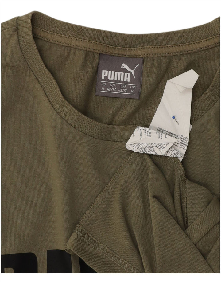 Puma Mens Graphic T-Shirt Top Medium Khaki Cotton