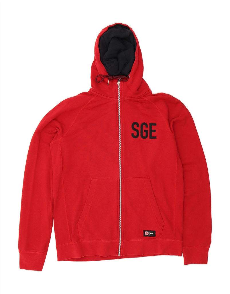 NIKE Mens Graphic Zip Hoodie Sweater Medium Red Cotton Vintage Nike and Second-Hand Nike from Messina Hembry 