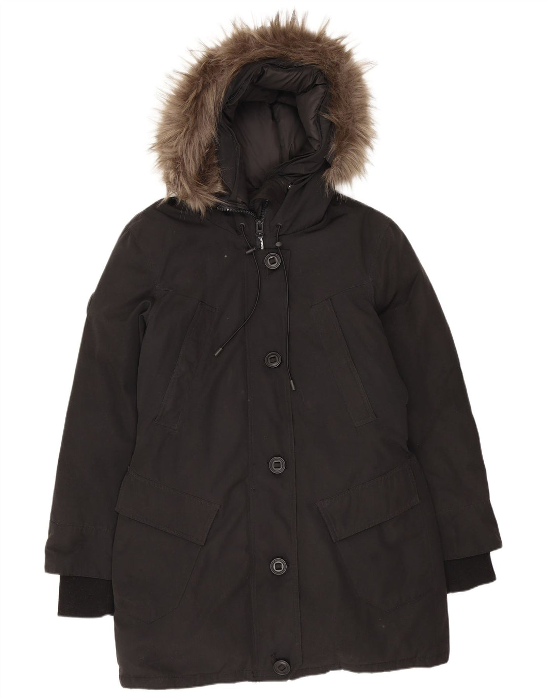 Superdry Womens Oversized Hooded Padded Coat UK 10 Small  Black Polyester