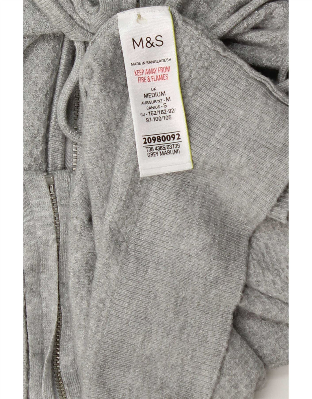 Marks & Spencer Womens Knit Zip Hoodie Sweater UK 14 Medium Grey Viscose