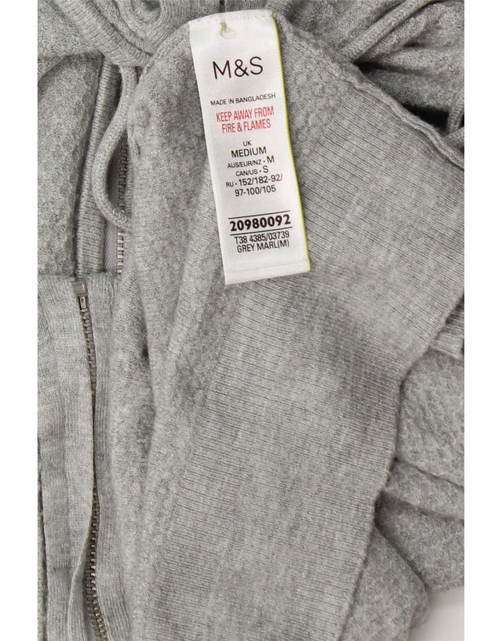 Marks & Spencer Womens Knit Zip Hoodie Sweater UK 14 Medium Grey Viscose