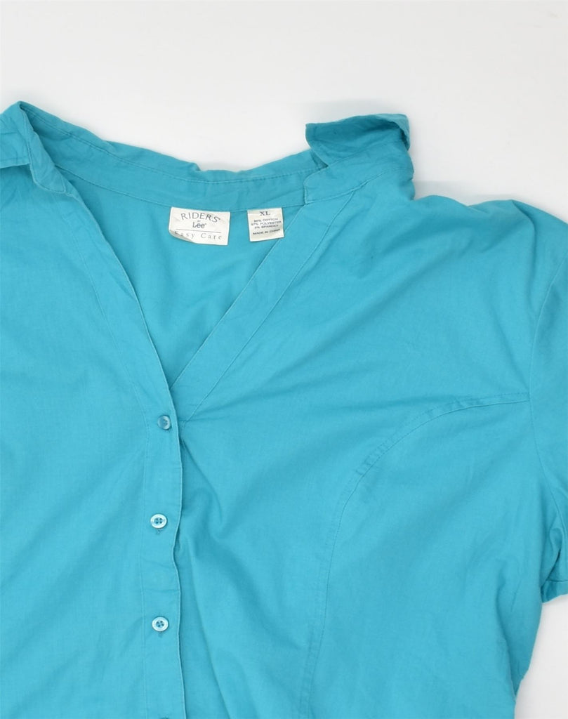 LEE Womens Easy Care Short Sleeve Shirt UK 18 XL Blue Cotton | Vintage Lee | Thrift | Second-Hand Lee | Used Clothing | Messina Hembry 