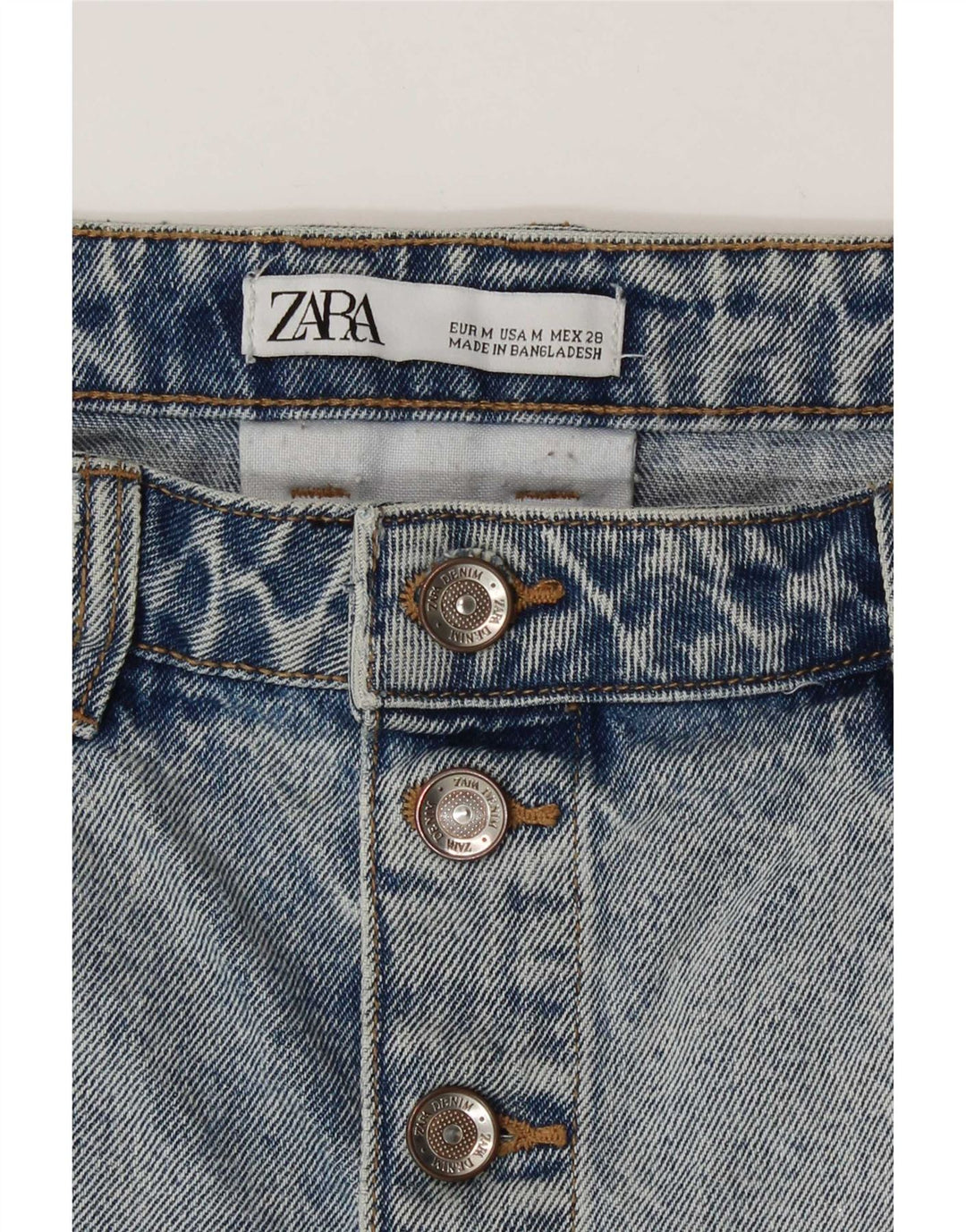 Zara Womens Acid Wash Mini Denim Skirt Medium W28 Blue