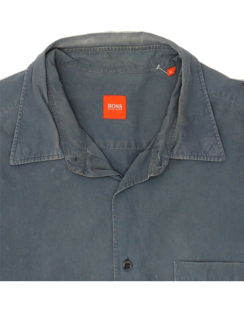 HUGO BOSS Mens Shirt XL Blue Cotton Vintage Hugo Boss and Second-Hand Hugo Boss from Messina Hembry 