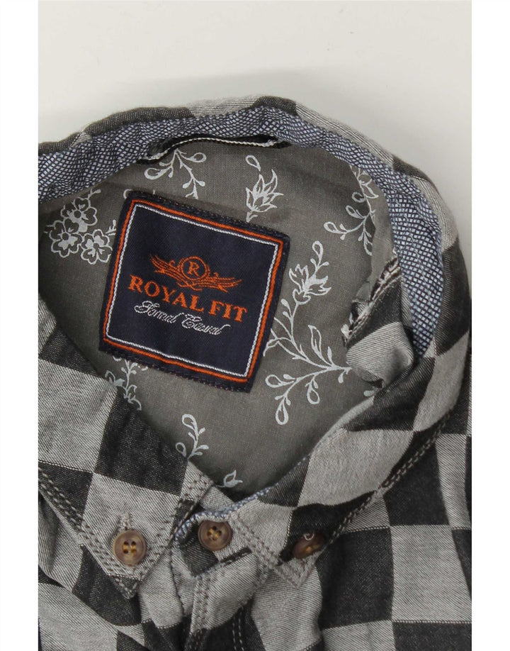 Vintage Mens Shirt Medium Grey Geometric