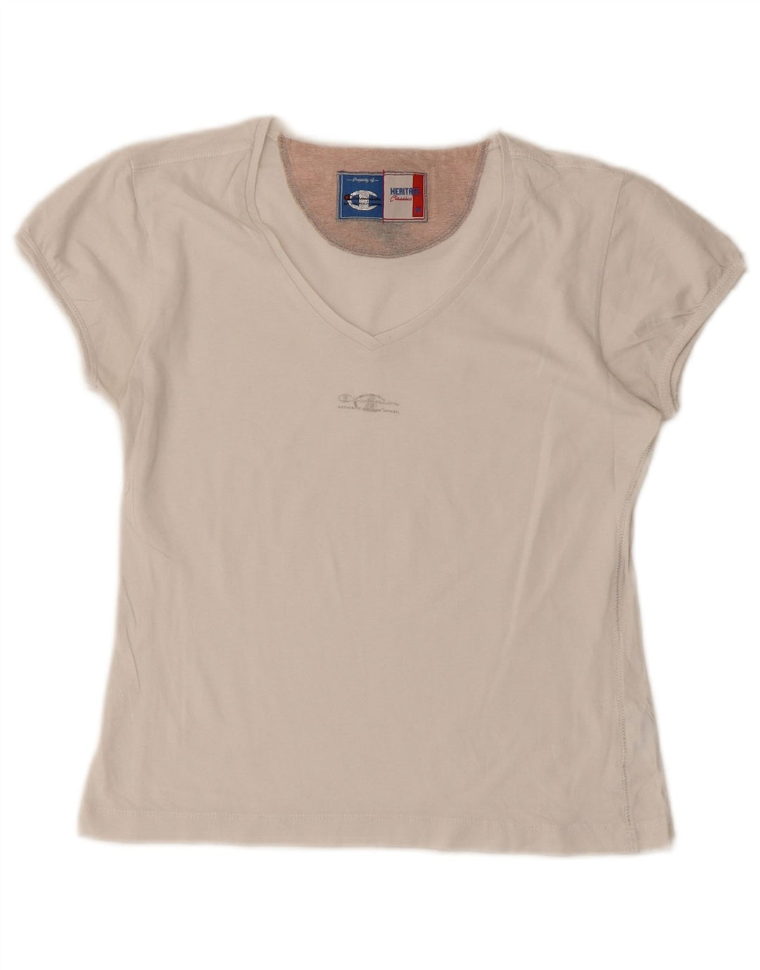 Champion Womens Heritage Classics Crop T-Shirt Top UK 12 Medium White