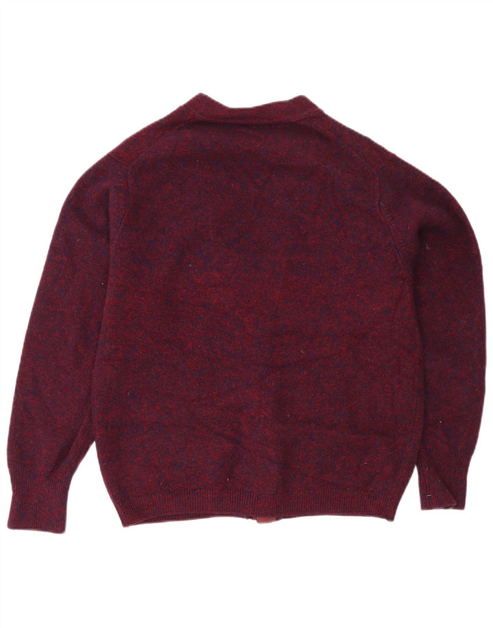 Laura Ashley Mens Cardigan Sweater Small Burgundy Flecked Wool