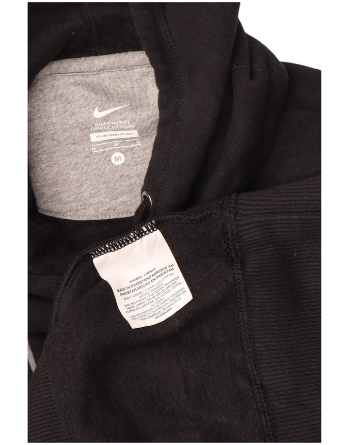 NIKE Womens Graphic Hoodie Jumper UK 14 Medium Black Cotton