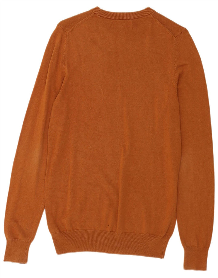 Marks & Spencer Mens Crew Neck Jumper Sweater XS Brown Cotton