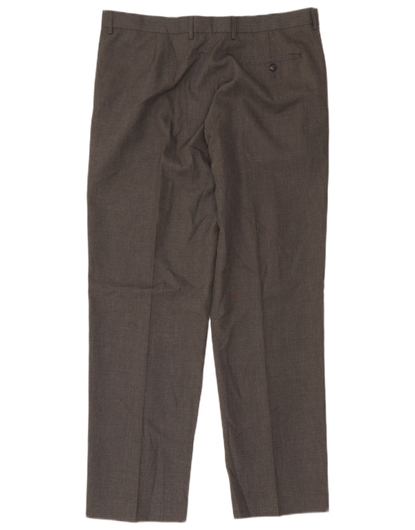 Marks & Spencer Mens Straight Suit Trousers W38 L31 Grey Polyester