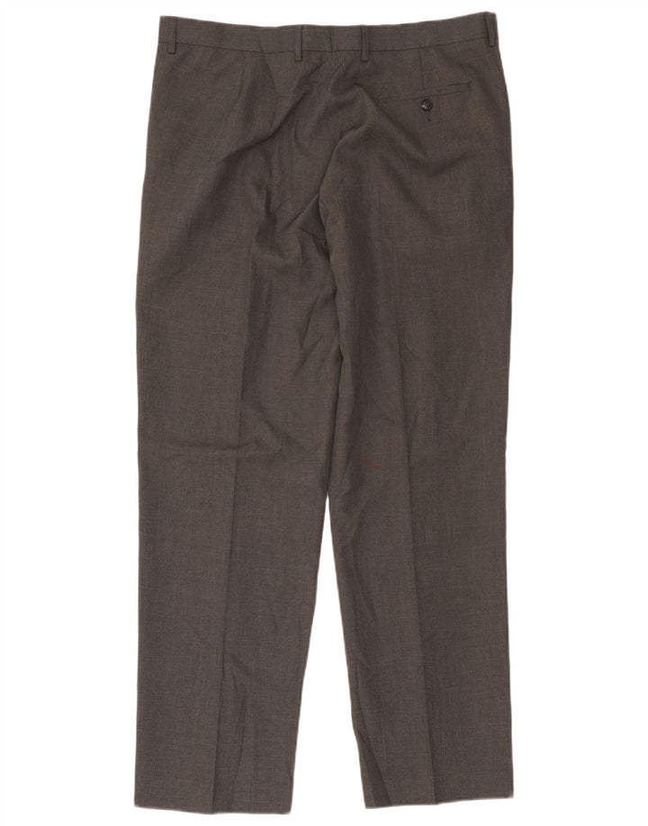 Marks & Spencer Mens Straight Suit Trousers W38 L31 Grey Polyester