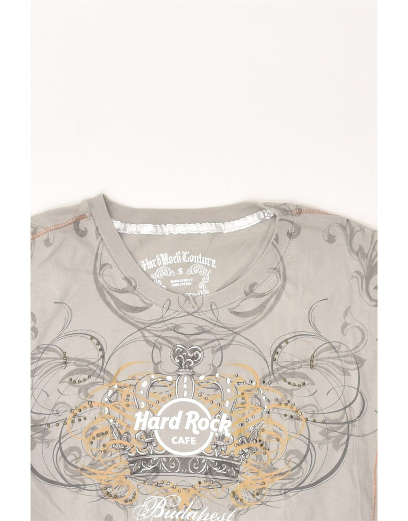 HARD ROCK CAFE Womens Budapest Graphic T-Shirt Top UK 10 Small Grey Cotton | Vintage Hard Rock Cafe | Thrift | Second-Hand Hard Rock Cafe | Used Clothing | Messina Hembry 