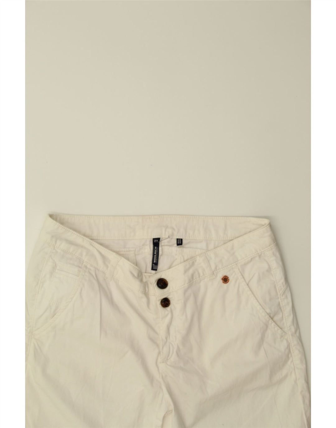 WOOLRICH Womens Chino Shorts W27 Small White Cotton Vintage Woolrich and Second-Hand Woolrich from Messina Hembry 