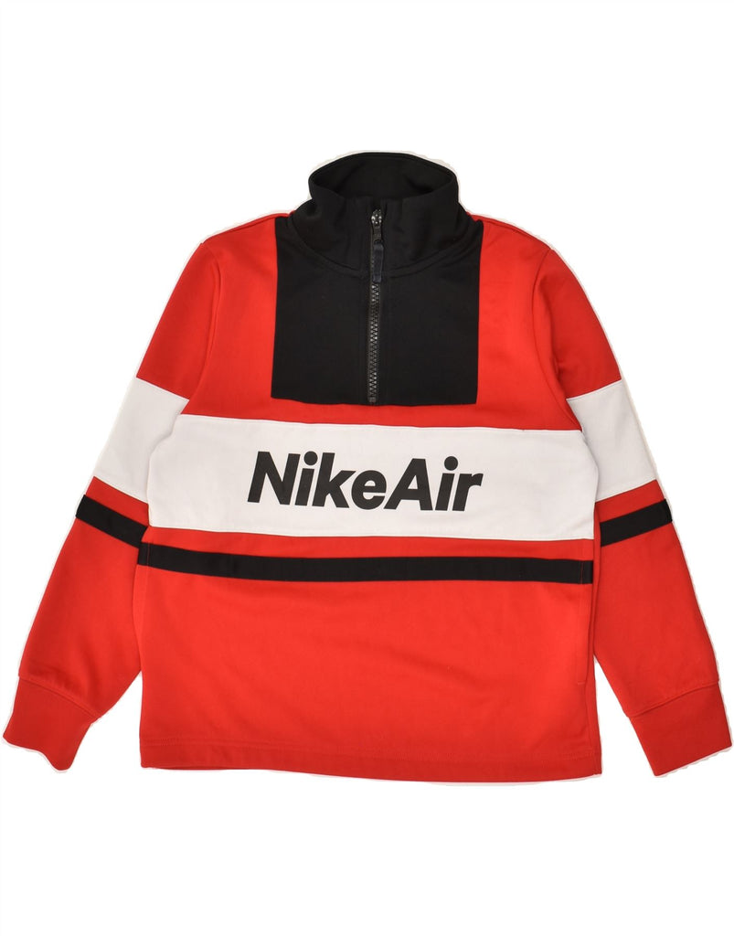 NIKE Boys Graphic Zip Neck Sweatshirt Jumper 10-11 Years Medium Red | Vintage Nike | Thrift | Second-Hand Nike | Used Clothing | Messina Hembry 