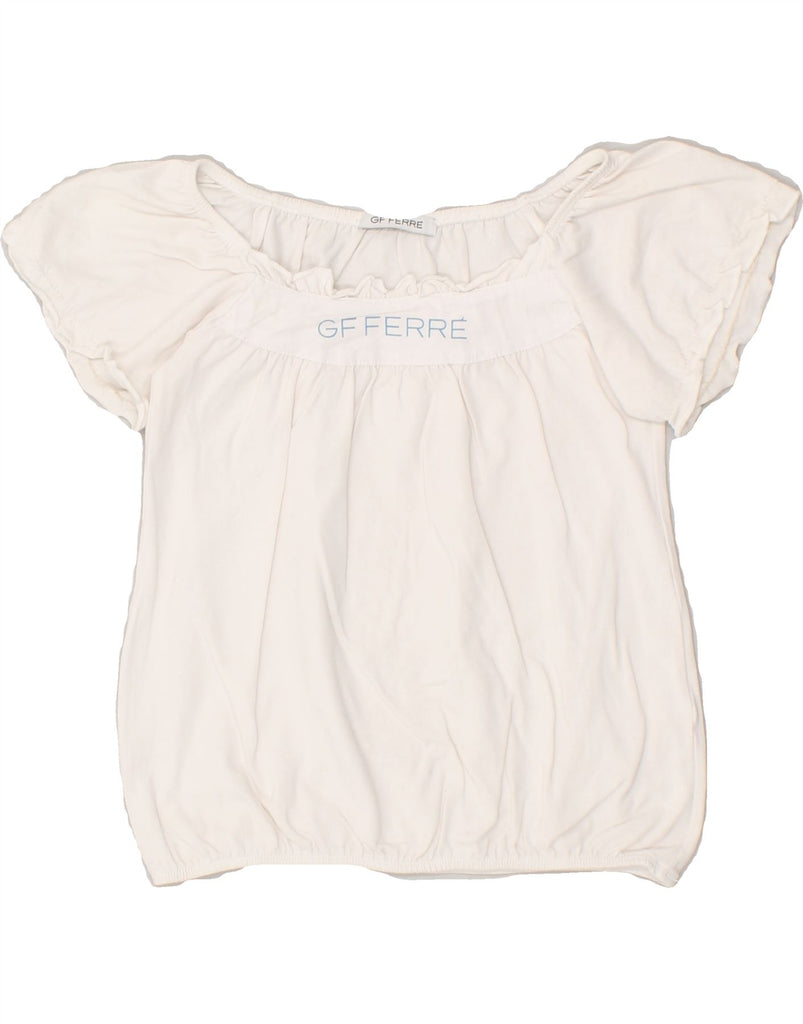 GIANFRANCO FERRE Girls Graphic T-Shirt Top 5-6 Years White Cotton | Vintage Gianfranco Ferre | Thrift | Second-Hand Gianfranco Ferre | Used Clothing | Messina Hembry 