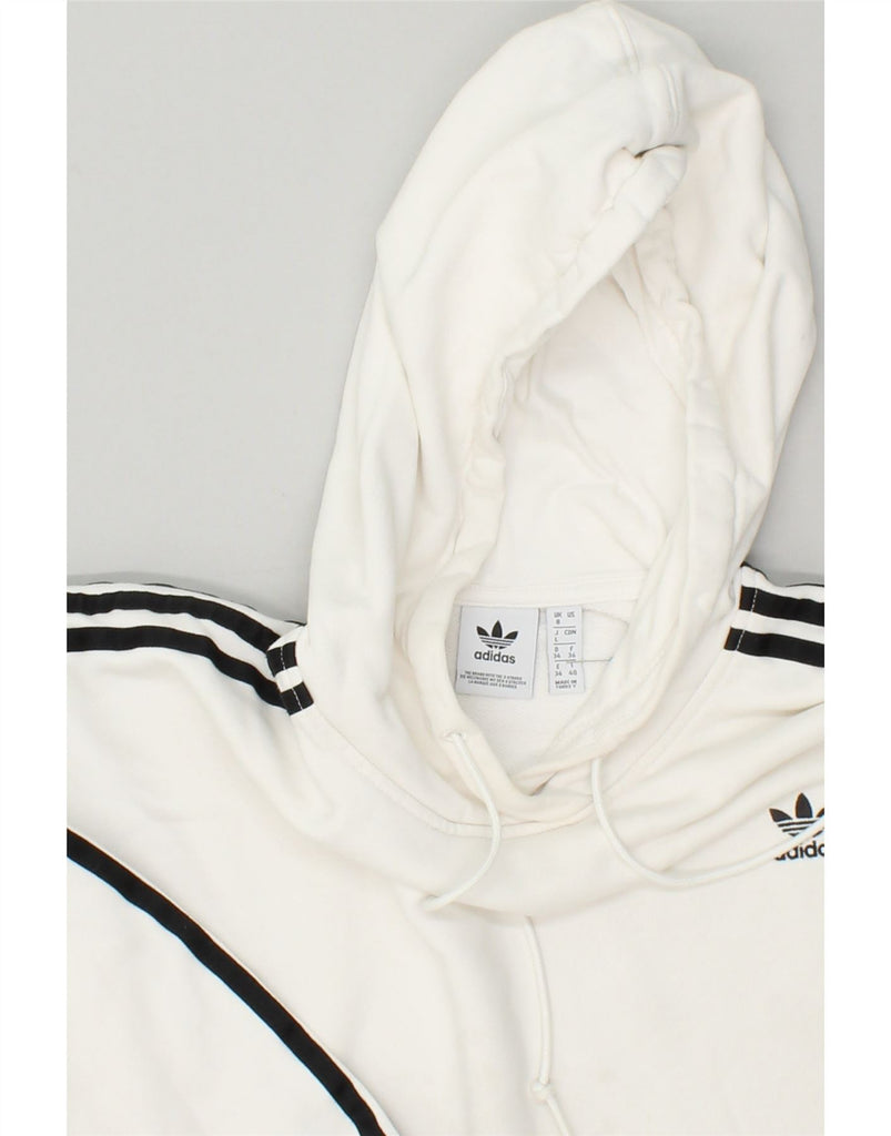 ADIDAS Womens Oversized Crop Hoodie Jumper UK 8 Small White Cotton | Vintage Adidas | Thrift | Second-Hand Adidas | Used Clothing | Messina Hembry 