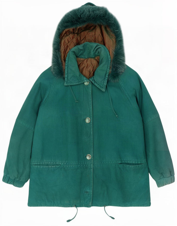 Vintage Womens Oversized Hooded Windbreaker Jacket IT 44 Medium Green
