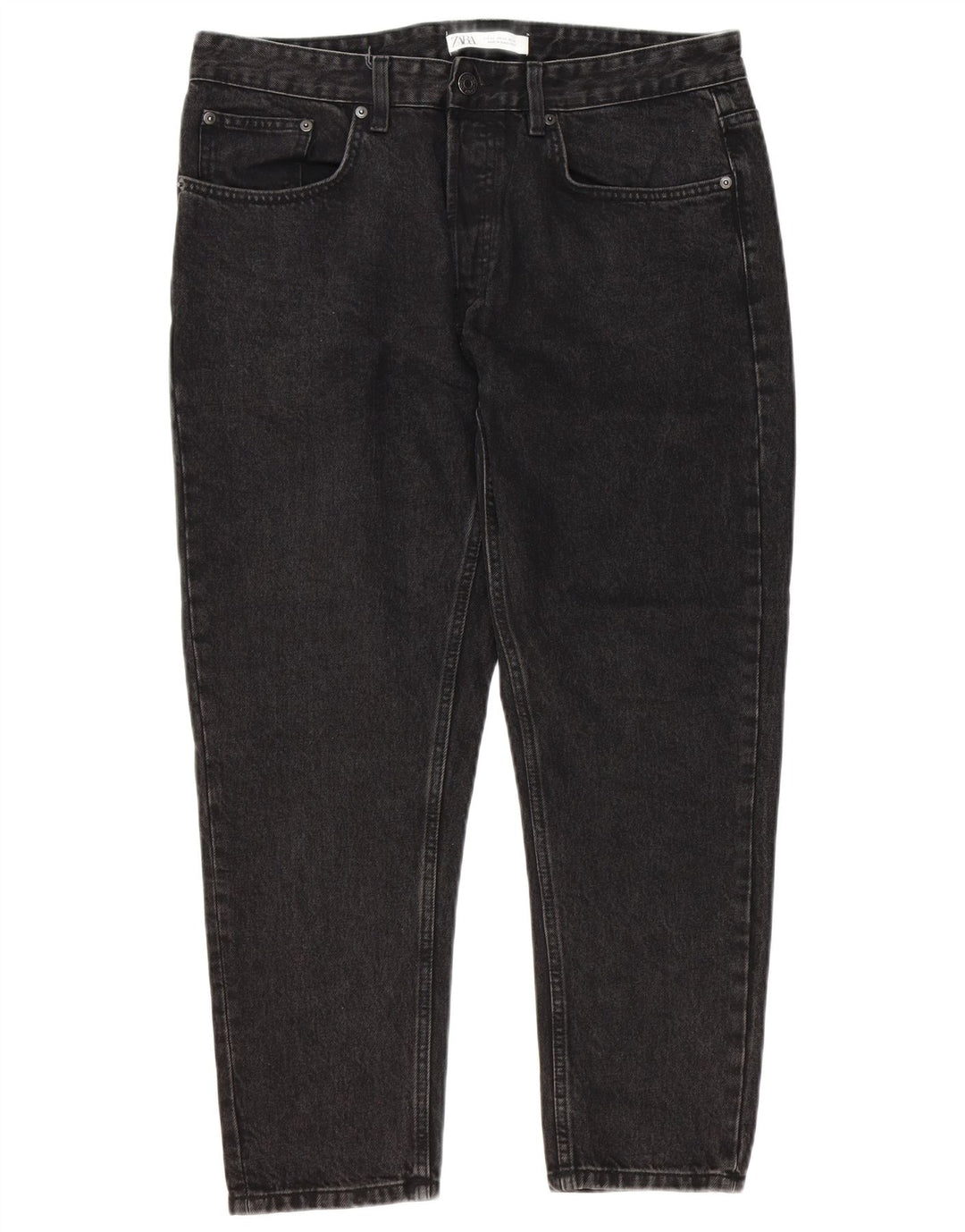 ZARA Mens Cropped Jeans EU 44 Large W34 L26 Black Cotton