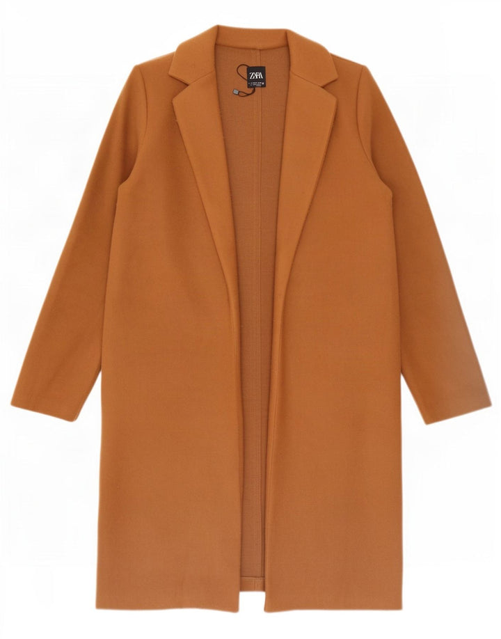 Zara Womens Overcoat UK 10 Small Brown Polyester