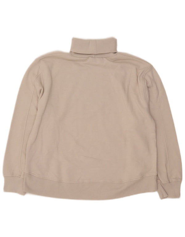 Zara Womens Roll Neck Sweatshirt Jumper UK 14 Medium Beige Cotton