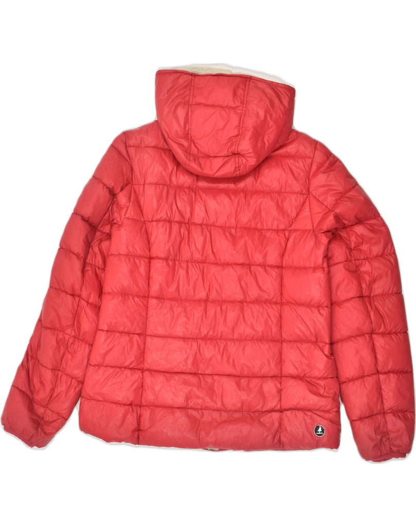 BEST COMPANY Womens Hooded Padded Jacket UK 16 Large Red Nylon | Vintage Best Company | Thrift | Second-Hand Best Company | Used Clothing | Messina Hembry 