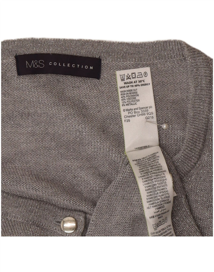 Marks & Spencer Womens Cardigan Sweater UK 20 2XL  Grey Polyamide