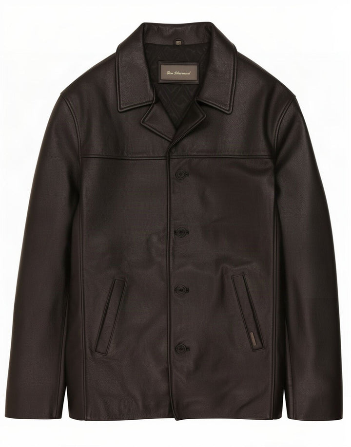 Ben Sherman Mens Leather Jacket UK 40 Large Black