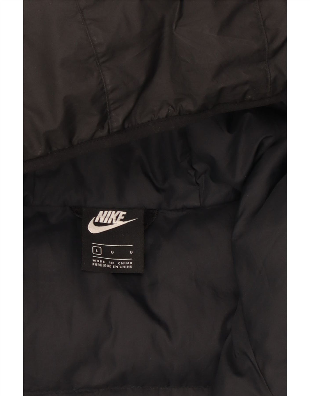 Nike Mens Hooded Padded Jacket UK 40 Large Black Polyester