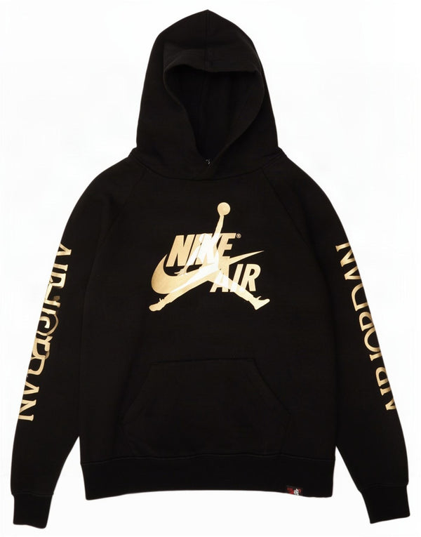 Jordan Girls Graphic Hoodie Jumper 12-13 Years Large Black Cotton