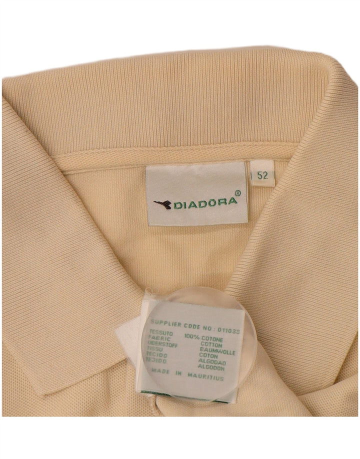 DIADORA Mens Polo Shirt IT 52 Large Beige Cotton