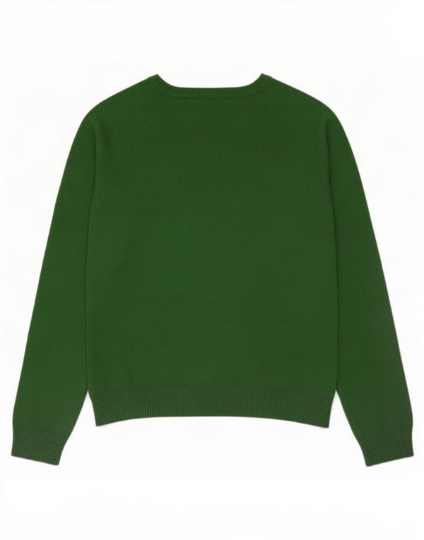 Zara Womens V-Neck Jumper Sweater UK 14 Large Green Cotton