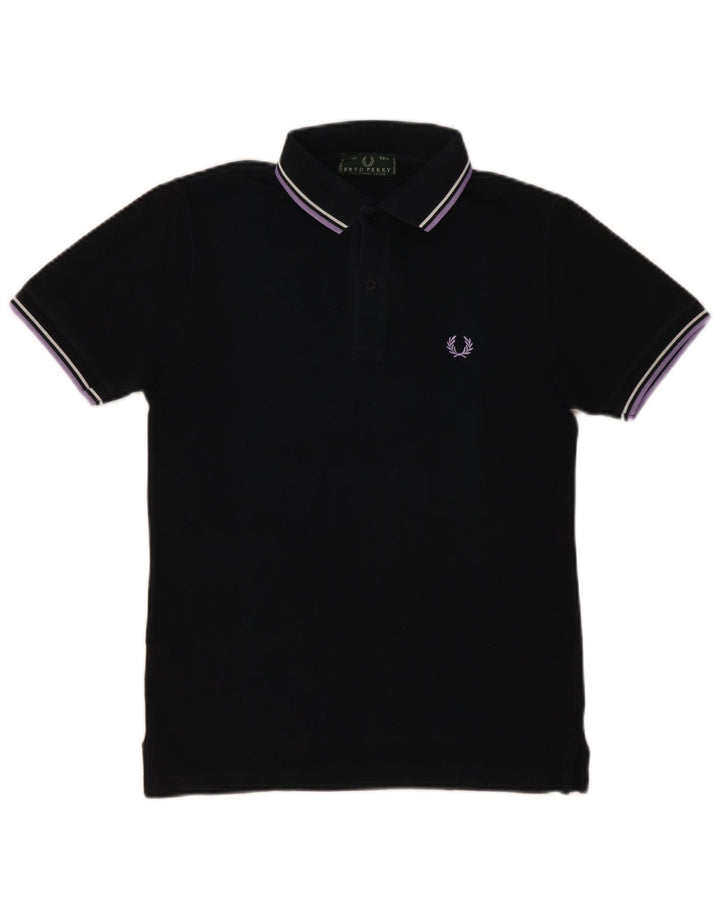 FRED PERRY Mens Polo Shirt Small Black Cotton